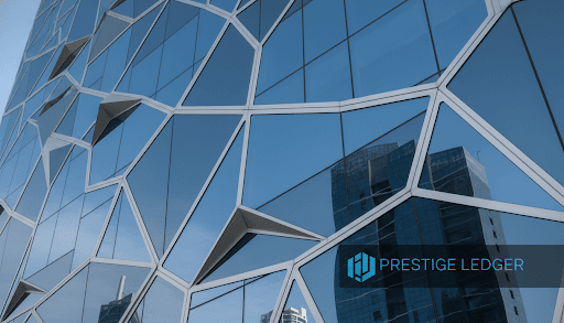 Corporate skyscraper reflection